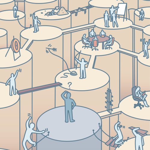 stick men on platforms in various activities