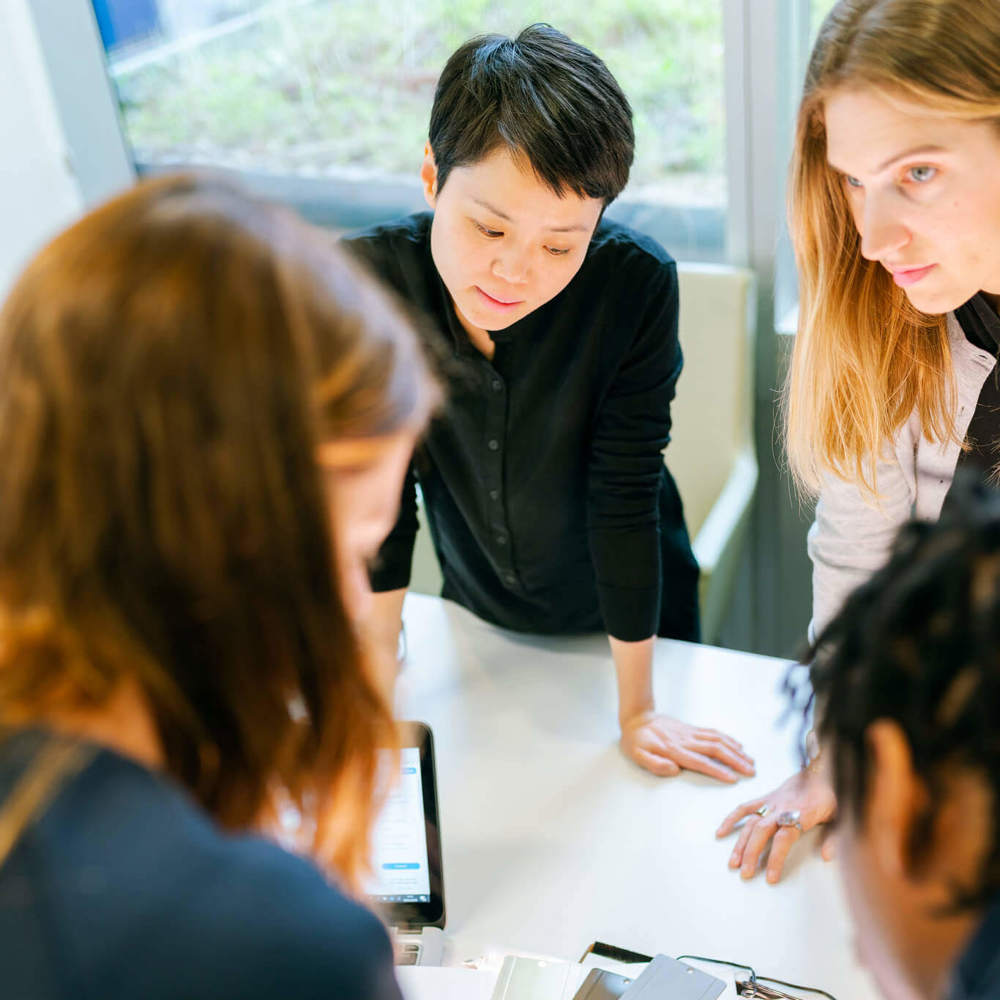 Female electrical engineer designs lighting shows with team